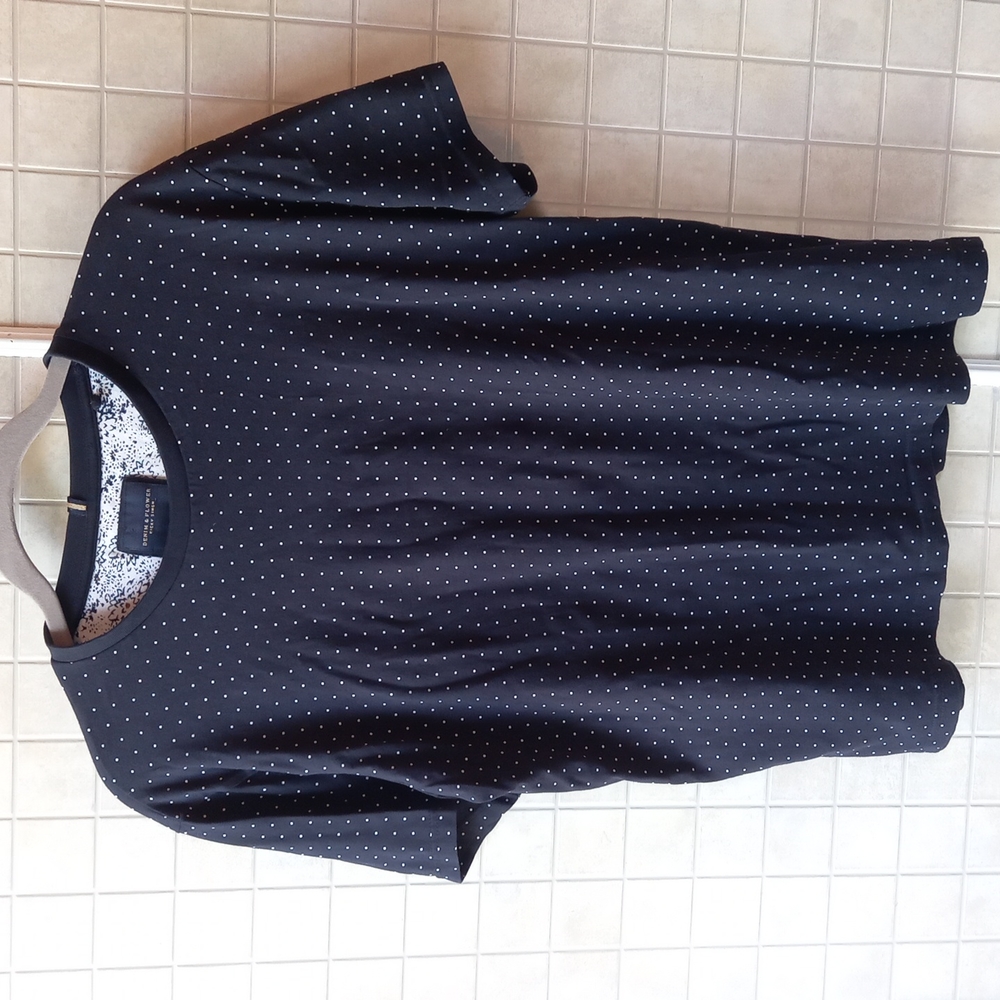 Denim and Flower Black polka dot t shirt